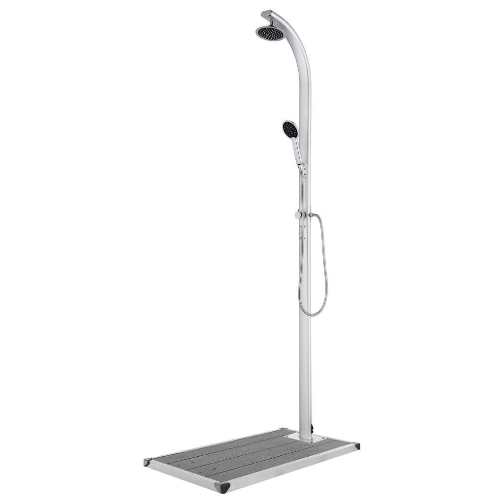 Möbel Gartendusche mit Grauer Bodenplatte 220 cm Aluminium - Poolzubehör 3070796