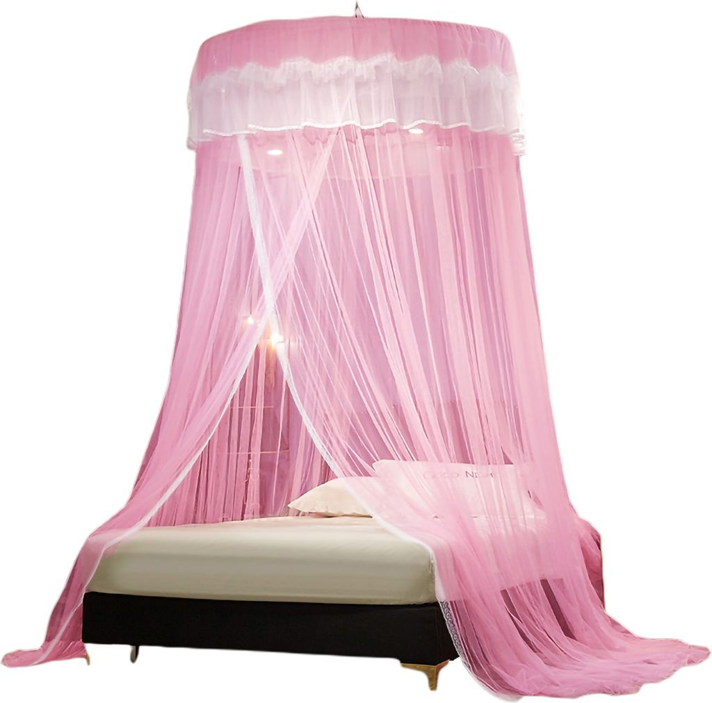 Hängendes Moskitonetz mit Haken oben, verschlüsseltes Netz, Spitze, Patchwork, Mückenschutz, runde Kuppel, Hofstil, Kinderbett-Baldachin, Schlaf...