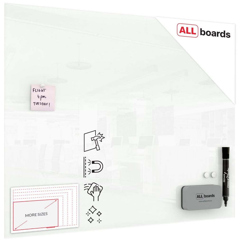 Glasboard - Weiß CLASSIC WHITE 100x80cm Produktbild 