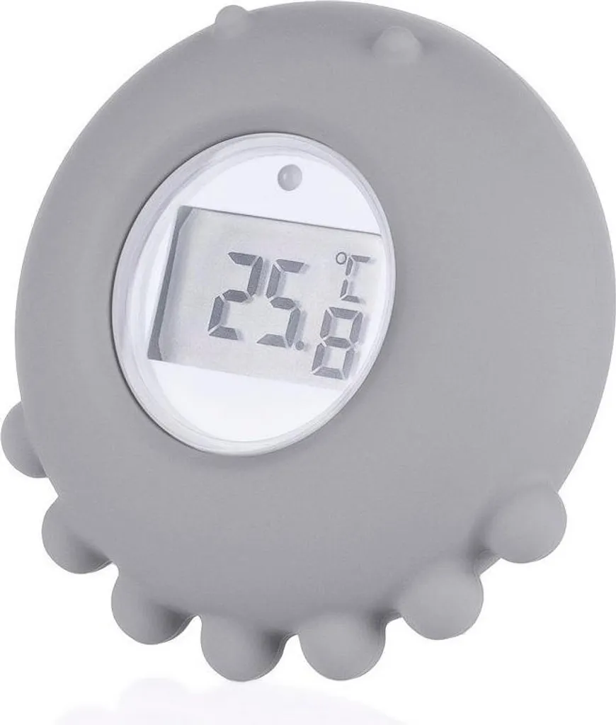 Thermomètre de bain numérique 2en1 en silicone souple coloris gris Zopa