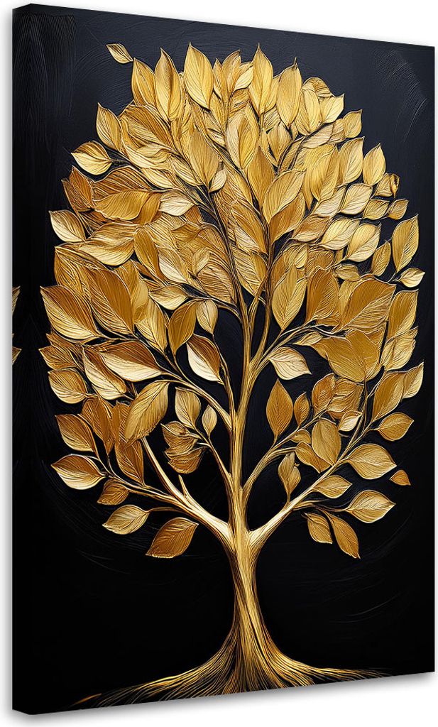 Leinwandbild Goldener Baum Liebe Glamour 80x120 Feeby Gold bild für die wand bereit zum aufhängen