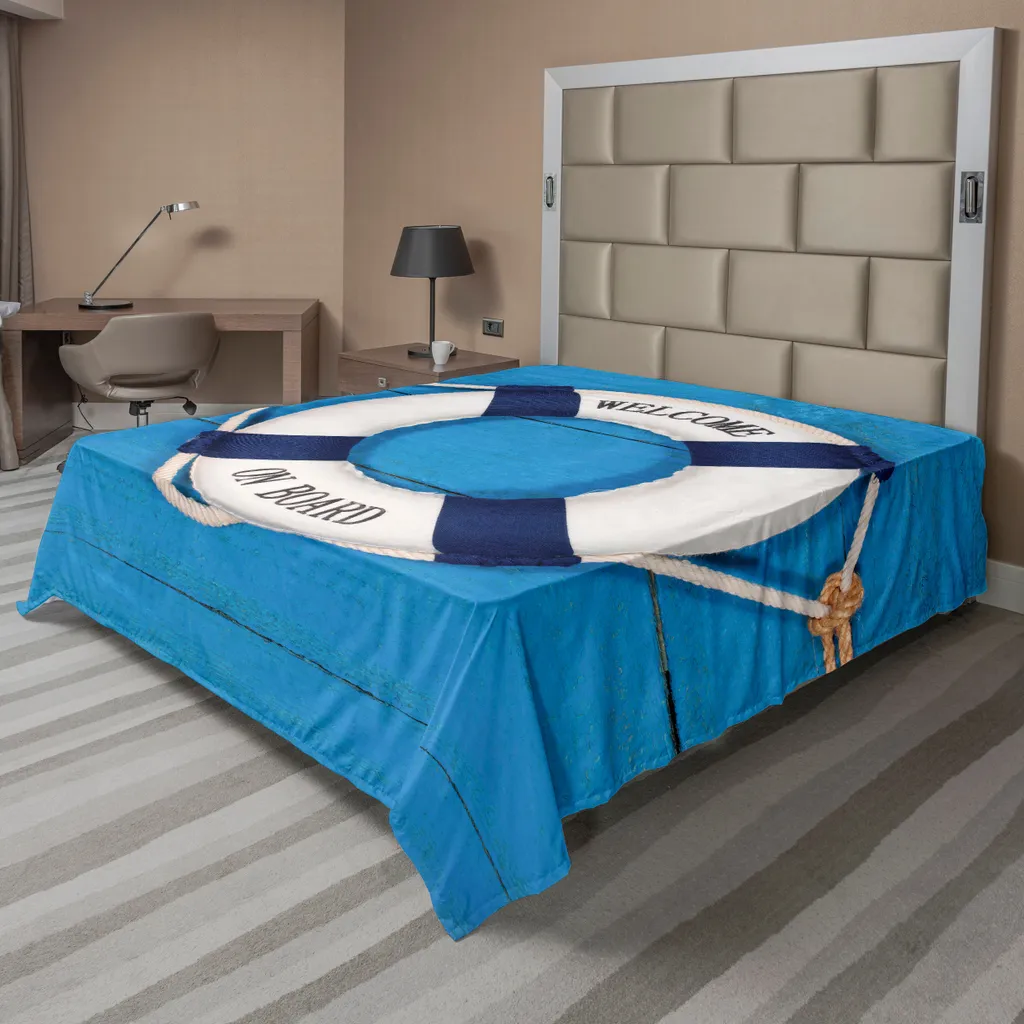 Drap Plat Imprimé Boje Doux et Confortable 244x205 cm Motif Nautique