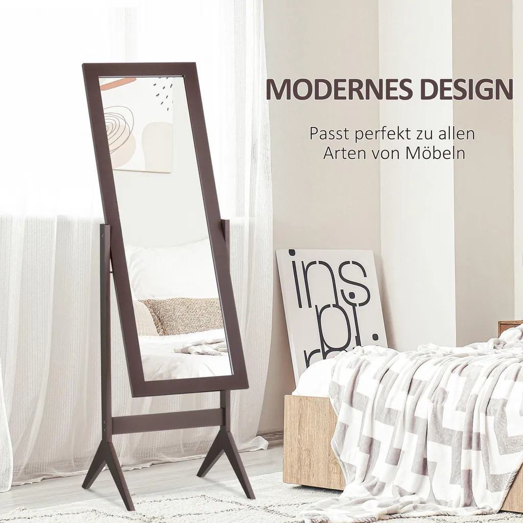 Miroir sur pied stable en MDF café, fini les perçages muraux difficiles - 5
