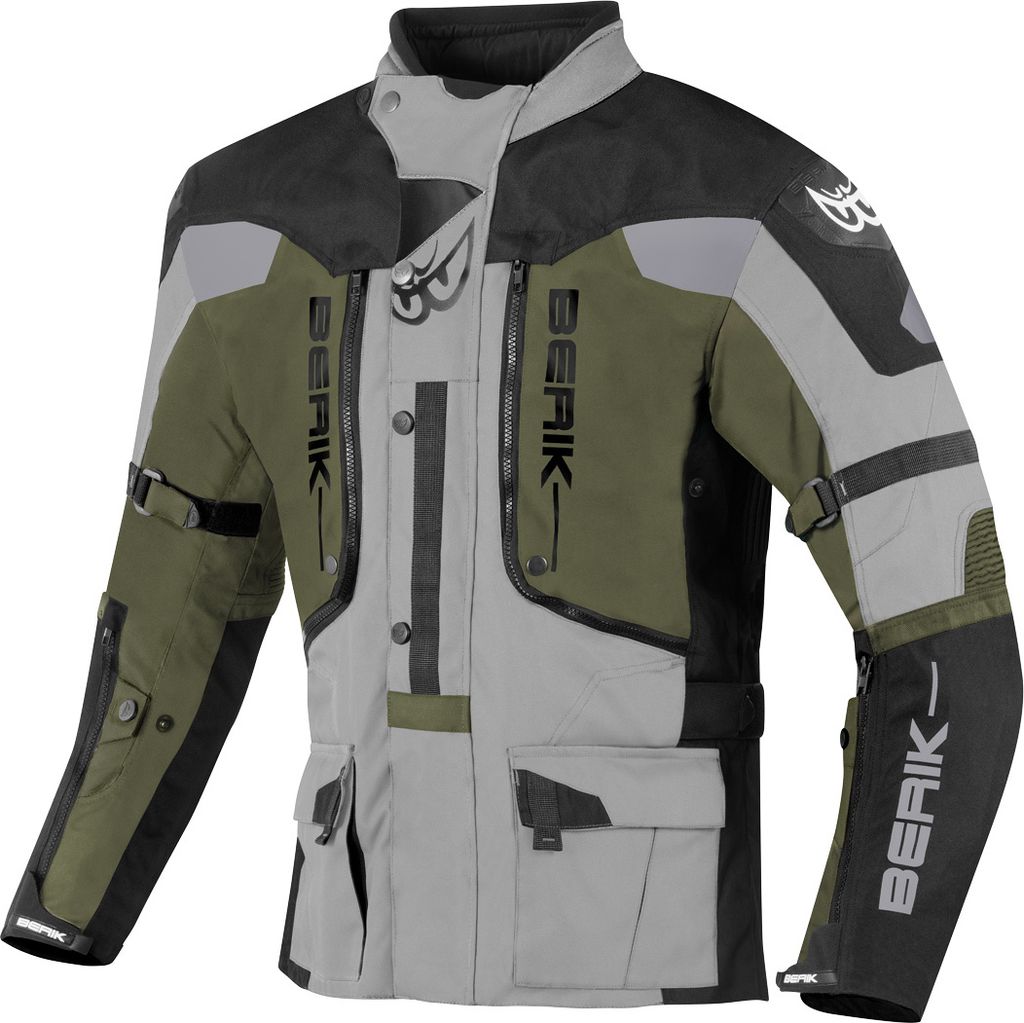 Berik Dakota wasserdichte 3in1 Motorrad Textiljacke, schwarz/grau/grün, 52