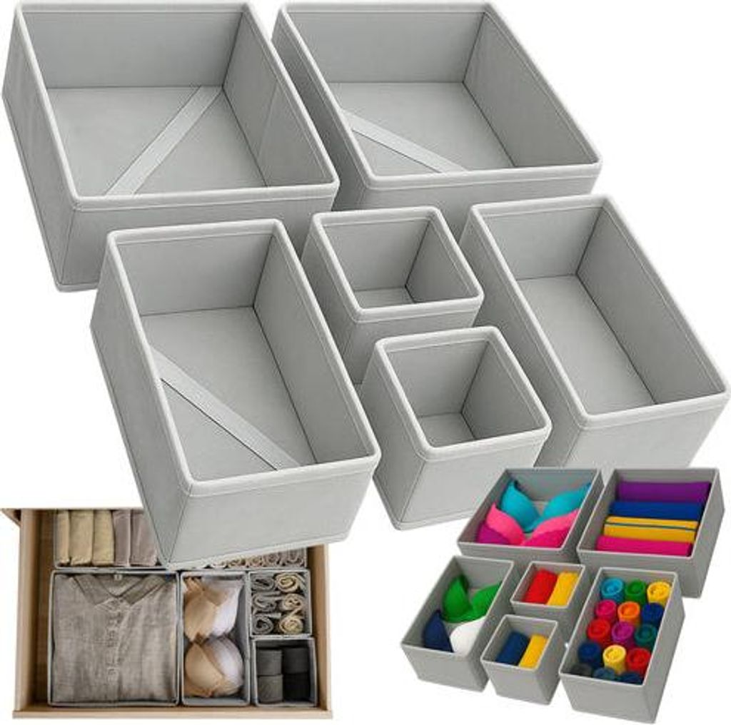 Schubladenorganizer-Set für Unterwäsche, 6 Behälter aus Vliesstoff