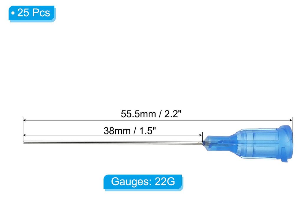 Stumpfe Kanš¹len Nadeln fš¹r Spritzen Dosiernadeln 1,5 Zoll, 25 Stš¹ck Injektionsnadeln 22G Industrielle Flš¹ssigkeitsdosierkanš¹le mit L...