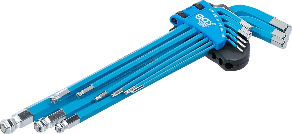 Jeu de clés mâles coudées extra-longues en pouces BGS 35101 | 9 pcs