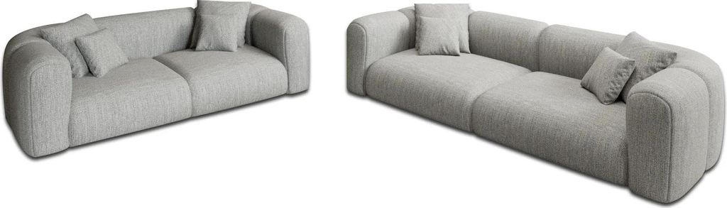 Strukturstoff 3-2-Sitzer Sofa Set Belio Hellgrau