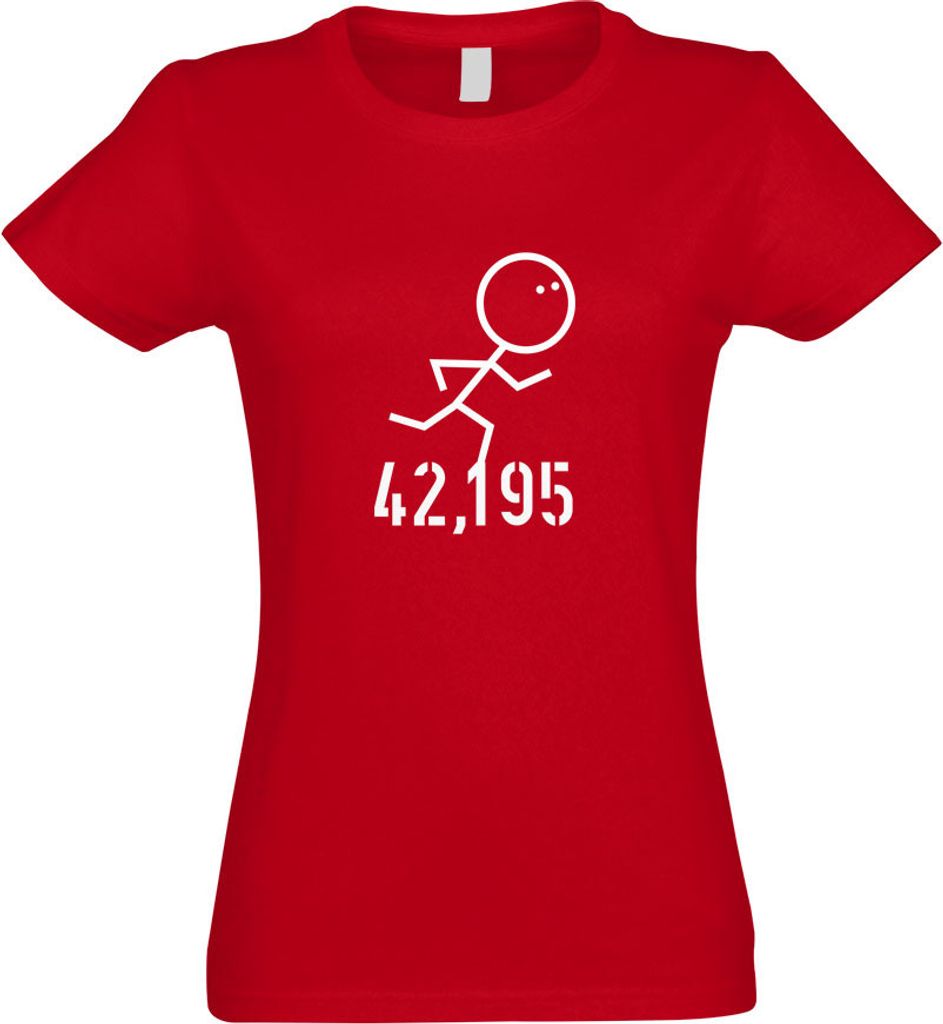 Kiwistar - T-Shirt tailliert - Damen - rot - 42,195 Lauf - mit Motiv Bedruckt - Funshirt Design - Sport - Freizeit - Damen - XXL