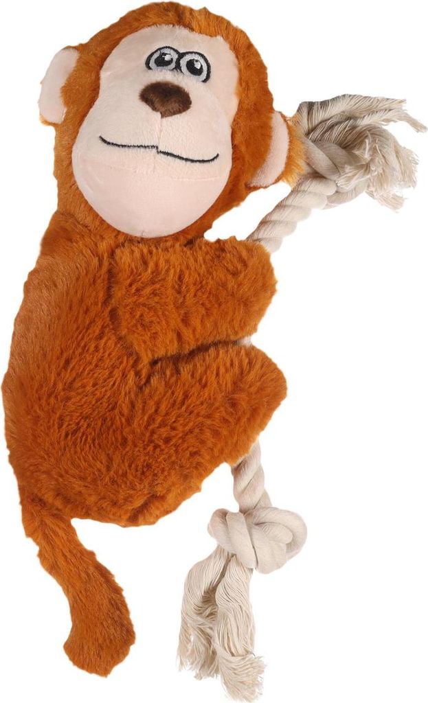 Flamingo Hundespielzeug Affe mit Seil Hangta braun