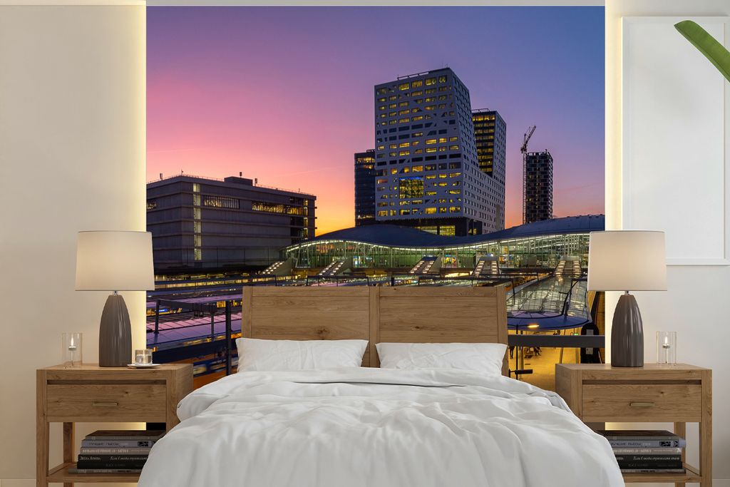 MuchoWow Fototapete für Wohnzimmer oder Schlafzimmer Wandtapete Vinyl Motivtapete Bahnhof - Utrecht - Zug - 280x280 cm - Hintergrundbild