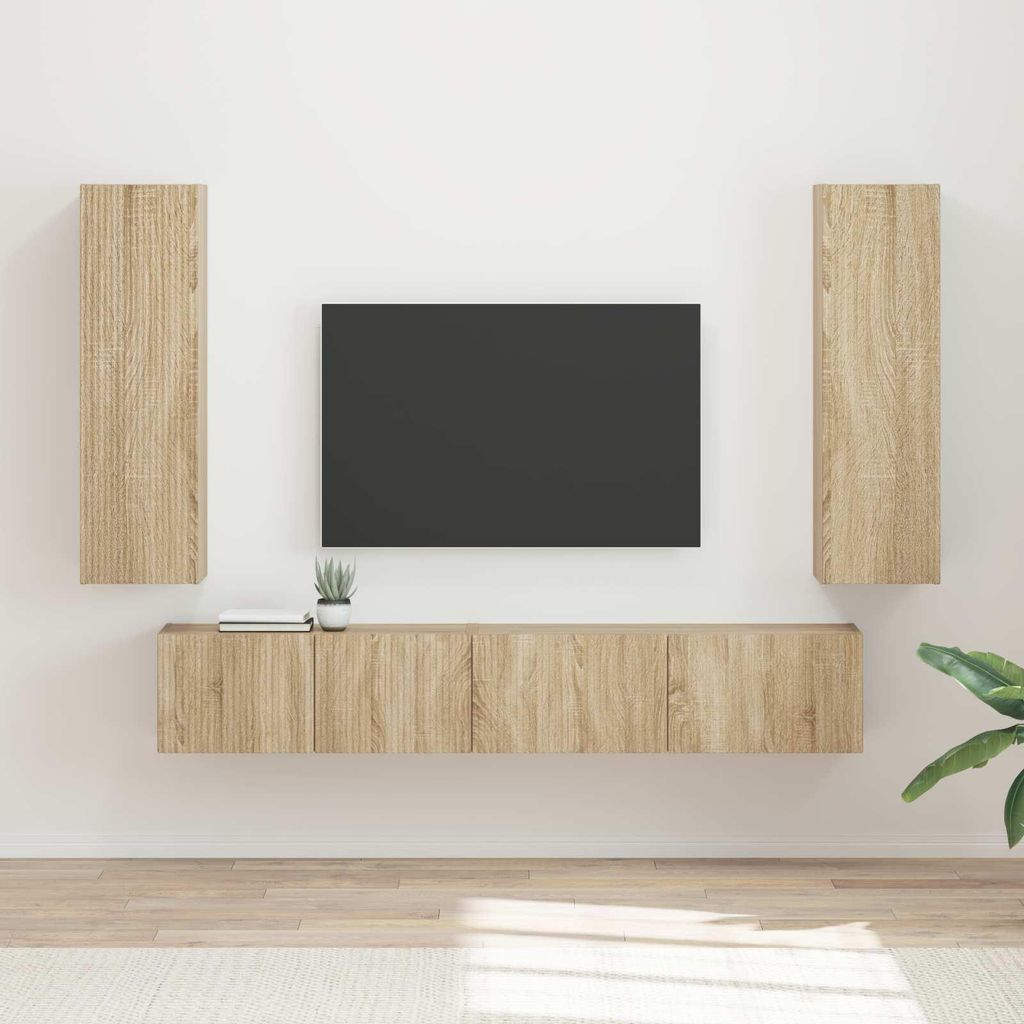 Maison Exclusive - TV-Schrankset Wandmontiert 3 pcs Sonoma-Eiche Holzwerkstoff