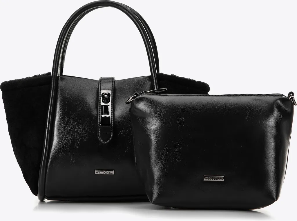 Valise cabine Wittchen noire brillante rigide avec serrure TSA intégrée