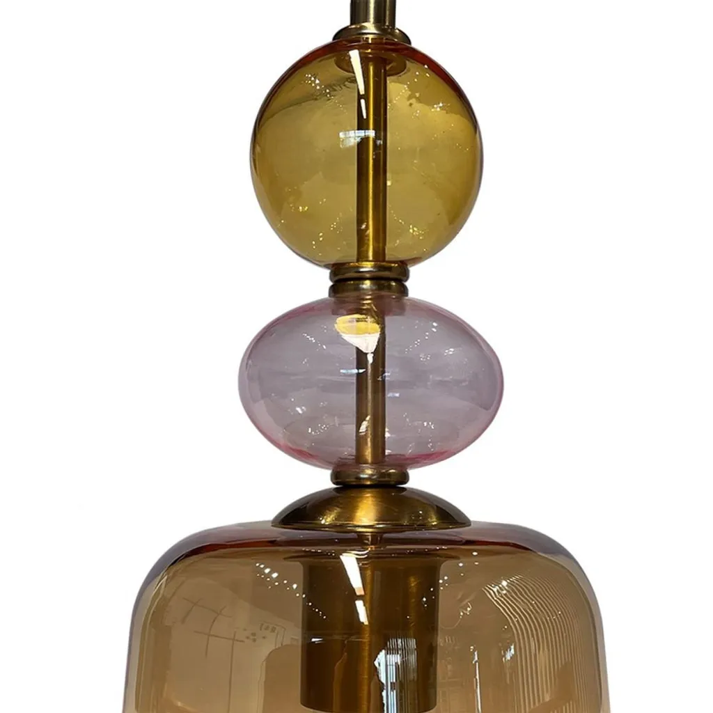 Lustre suspension en verre ambré design rétro chic Tropea 15W E27 - 4
