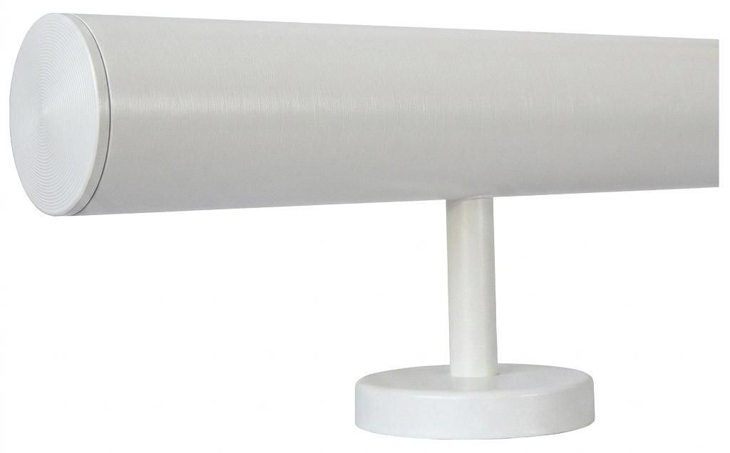 TIBU Handlauf Edelstahl Geländer Ø42,4 Weiß 30-600 cm Wandhandlauf Treppe gerade Edelstahlhalter, Variante Länge 110 cm mit 2 Halter und leicht...