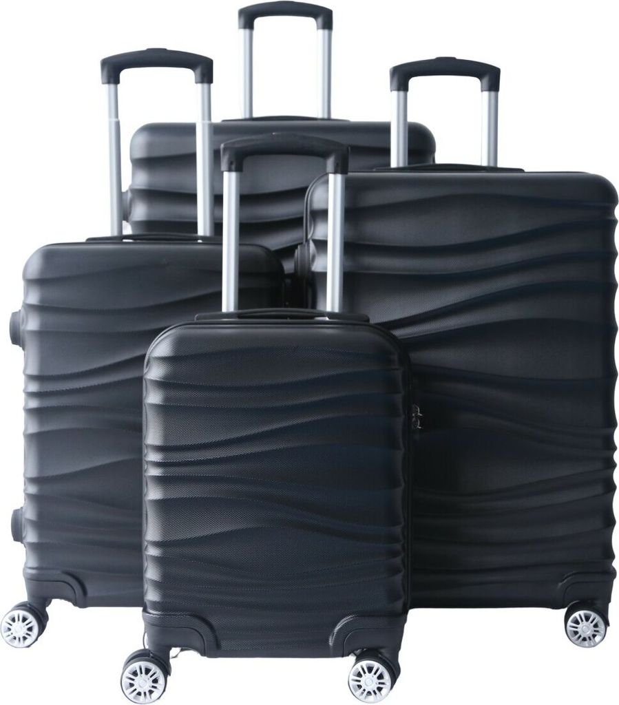 4 tlg Reisekoffer Koffer Hartschale Trolley Set Kofferset Handgepäck Gepäck Reisetasche Schwarz