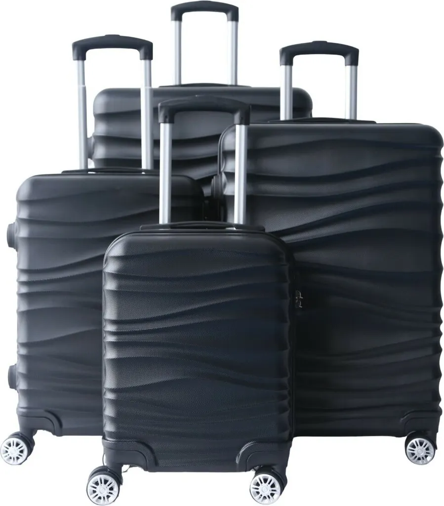 4 pezzi valigia da viaggio trolley a guscio duro set valigia set bagaglio a mano borsa da viaggio nero