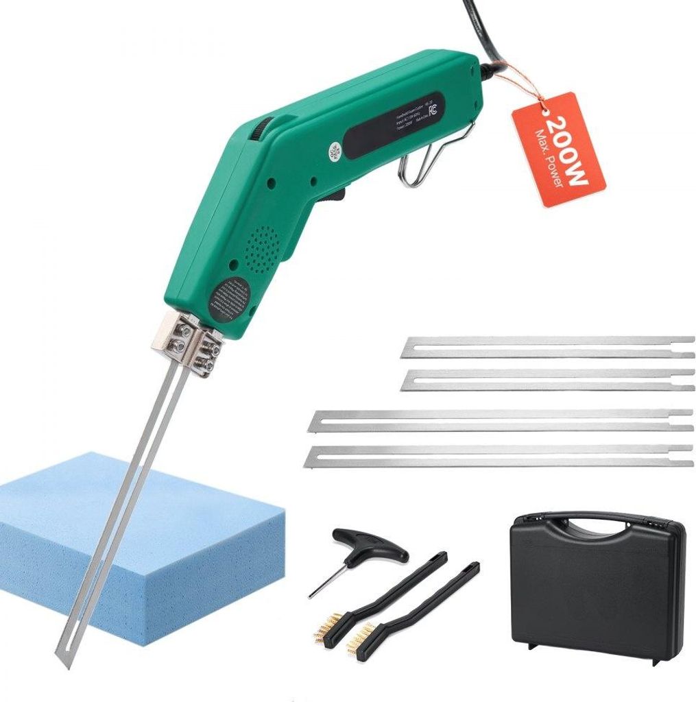 Styroporschneider 200W - Schaumstoffschneider einstellbar 50-500°C - Styrocutter mit 150mm & 200mm Klingen - Für KT-Platten, Polyethylen, Schwamm...