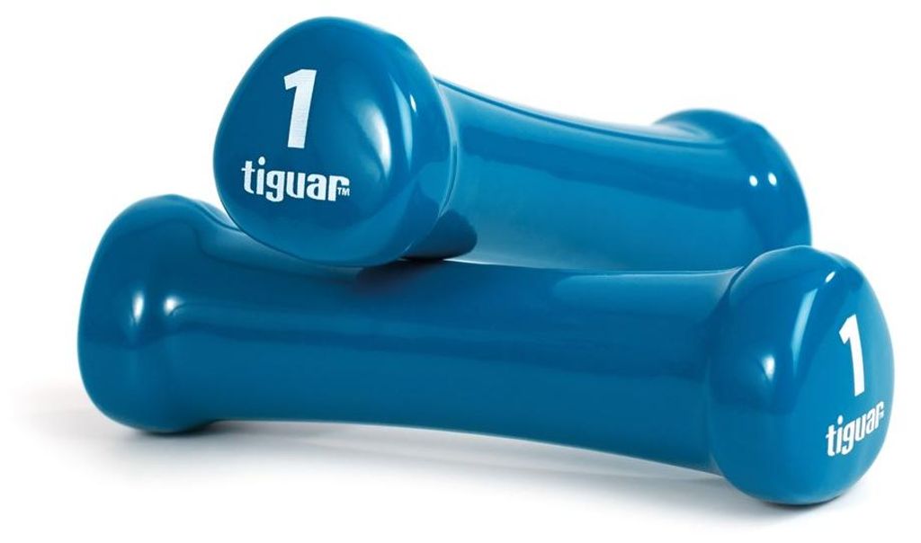 tiguar vinylové činky 1 kg pár, tmavě modré, ergonomické, Obrázek produktu 