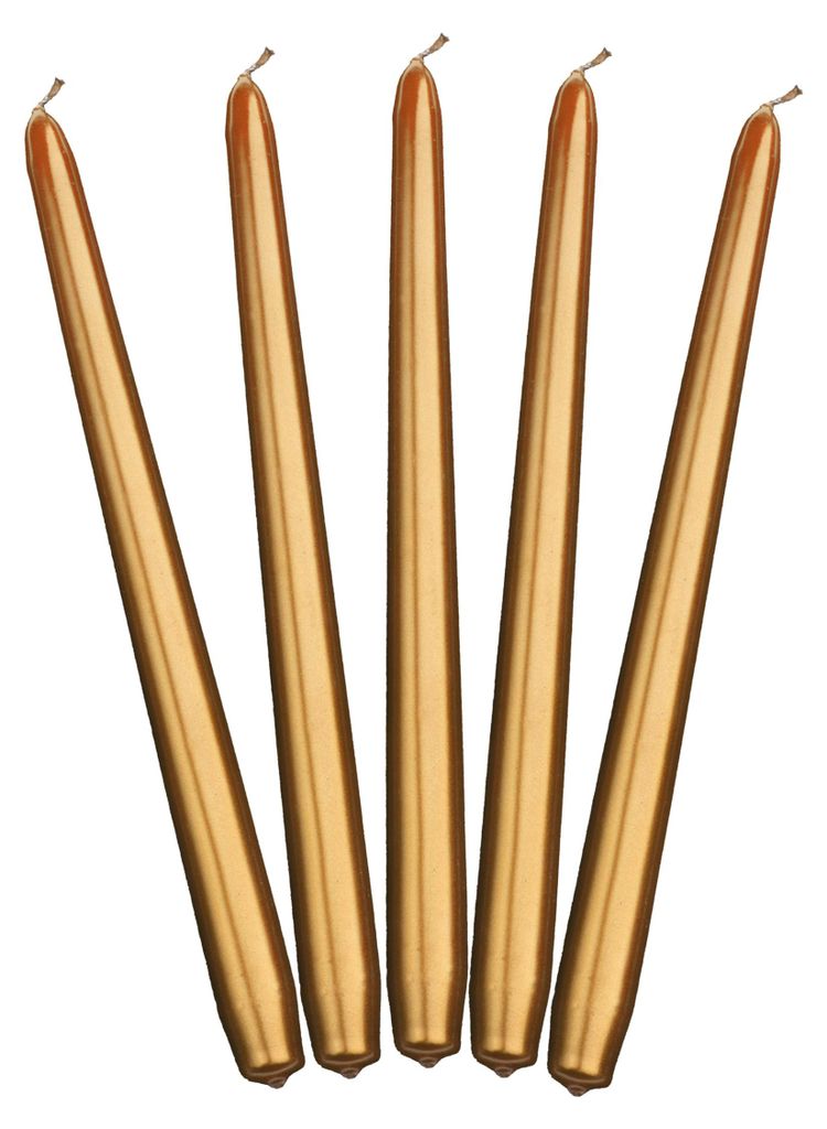 10x Metallisierte Kegelkerze, gold, 29cm Produktbild 
