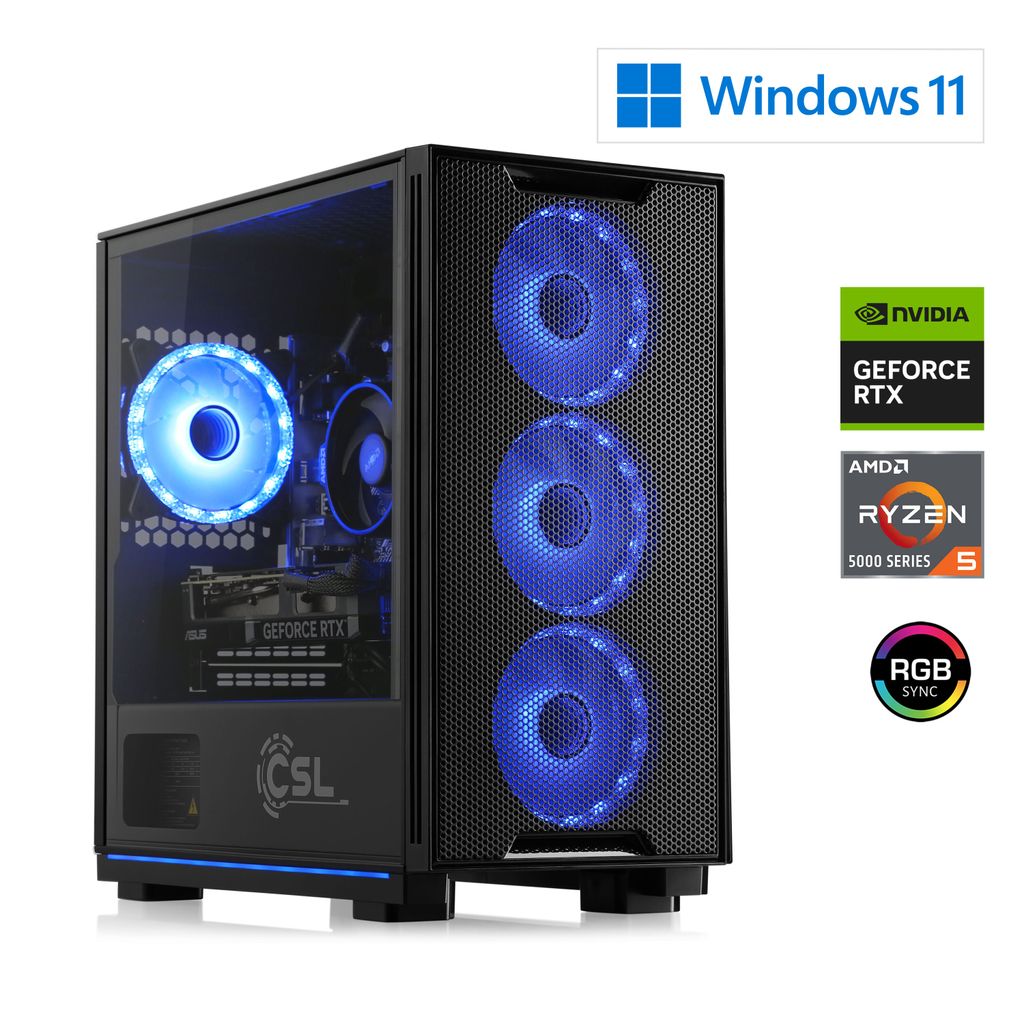 CSL Gaming PC AMD Ryzen 5 5600, 3200 MHz, GeForce RTX 4060 Produktbild 1