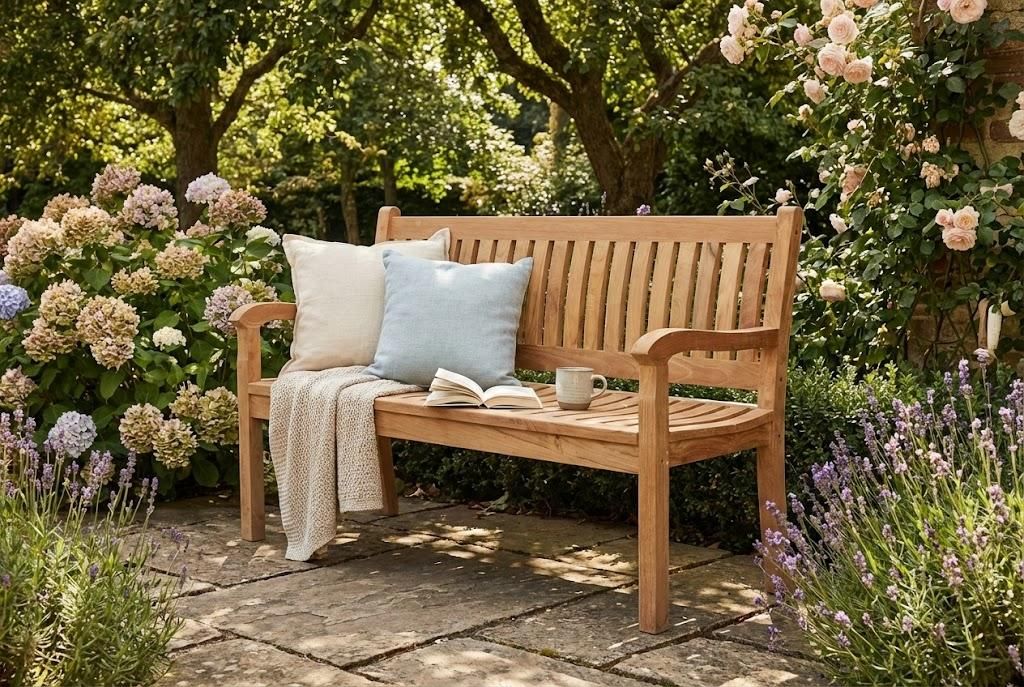 Teak Gartenbank Beaufort 150x50x92 cm, 3-Sitzer Bank, Produktbild 