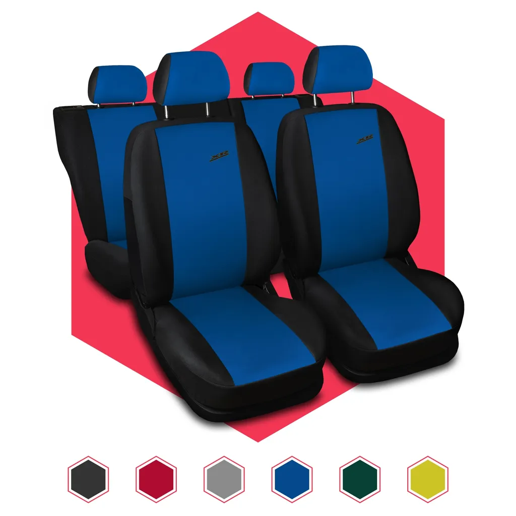 Cuscino Sedili Auto Blu Poliestere - Coprisedili Universali Kit 9 Pezzi