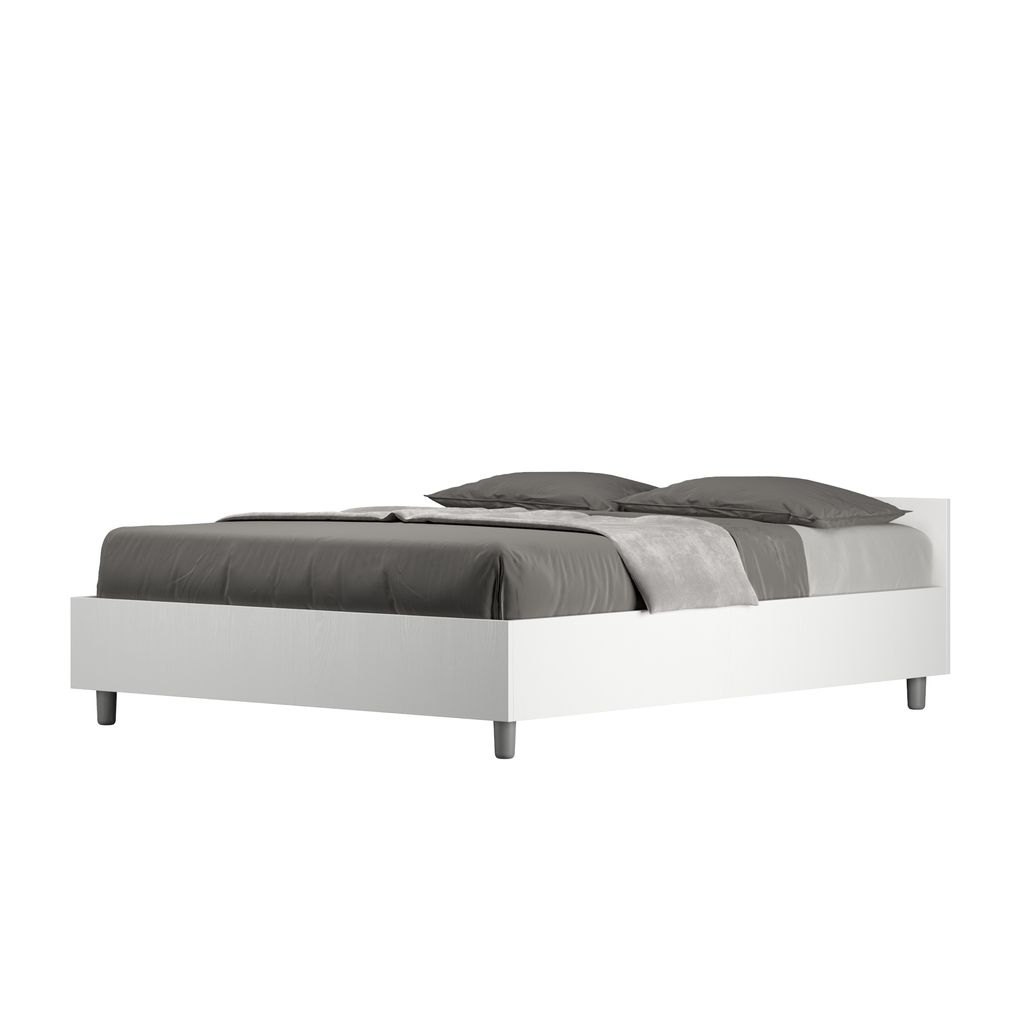 ITYHOME - Bett mit Bettkasten 140x200 Esche weiß Nuamo