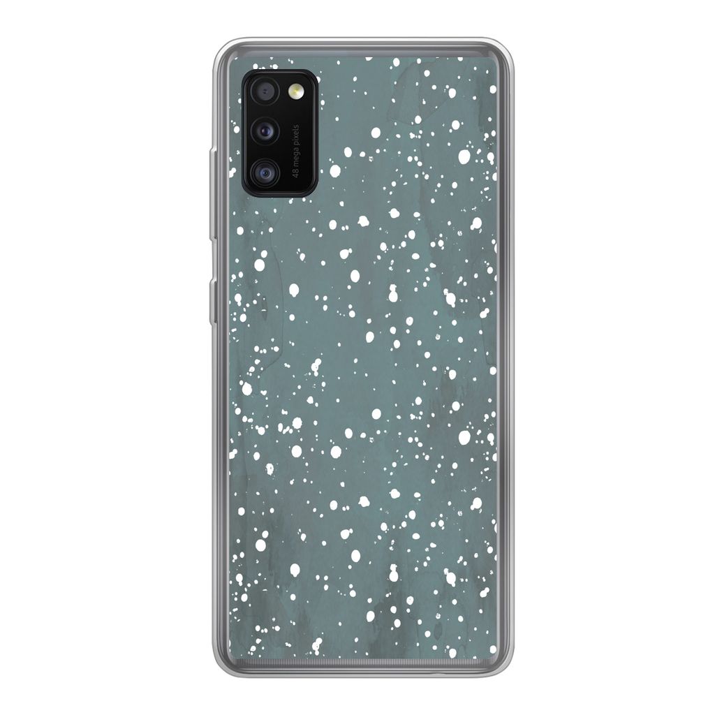 MuchoWow Handyhülle Schutzhülle Hülle für Samsung Galaxy A41 Polka dots - Grün - Weiß Silikon Softcase Handy Hülle - Mobiltelefon