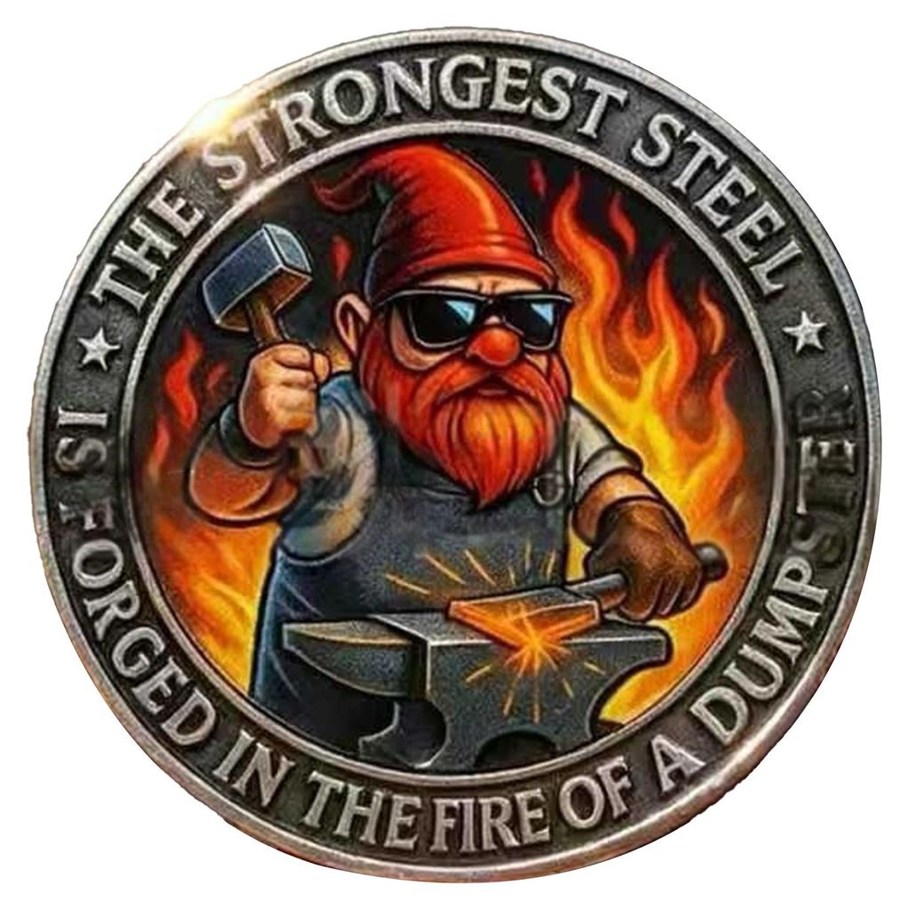 Gnome Schmiedestahlmünze Mülltonnenflamme Herausforderungsmünze Legierung Sammlerstück Lustige Gnome Münze Geschenk für Münzsammler