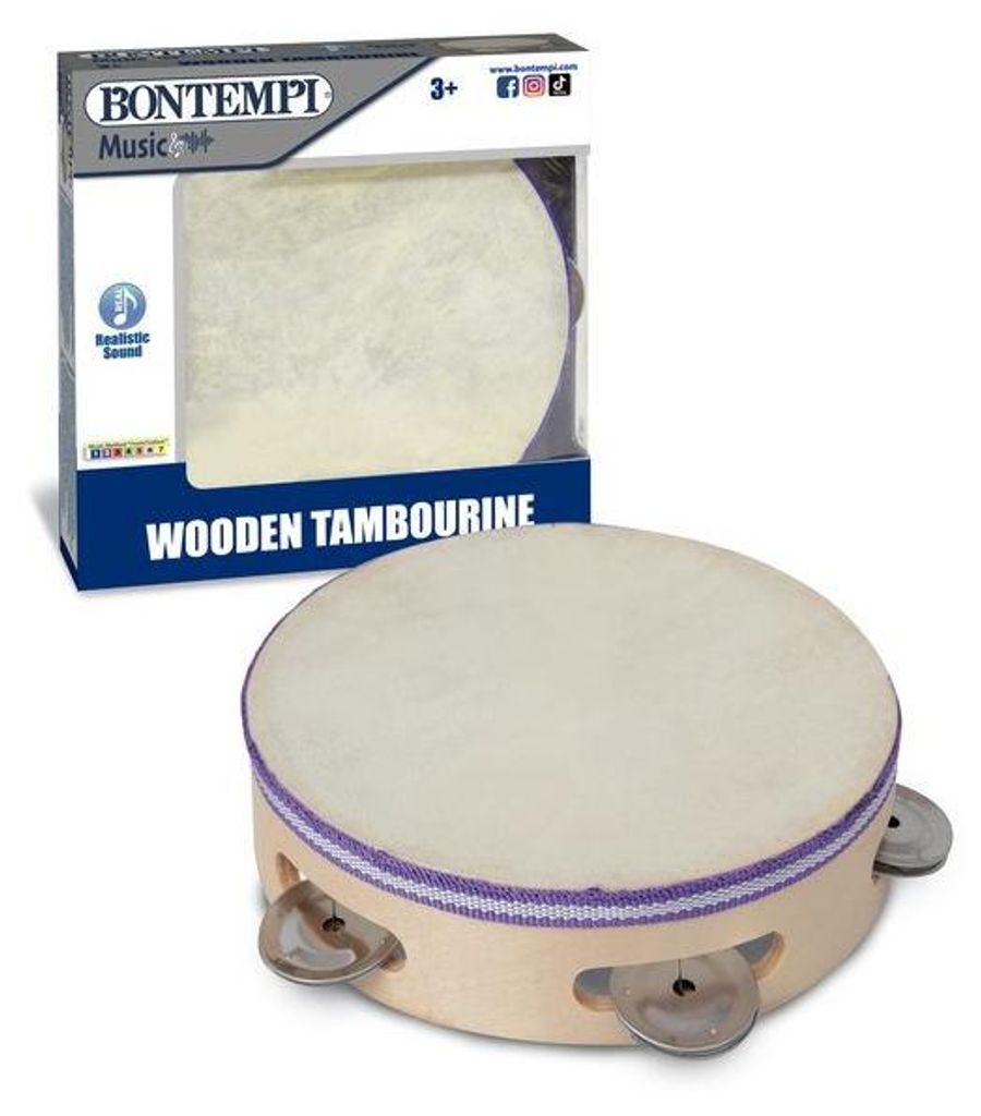 Bontempi Holz-Tamburin Musikinstrument für Kinder