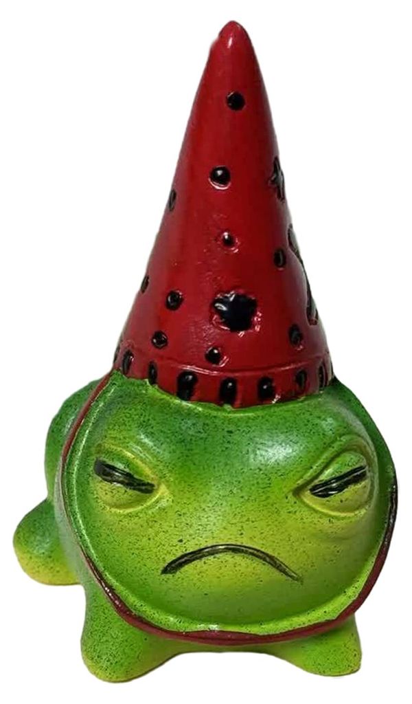 Niedliche Froschfigur aus Kunstharz mit Partyhut, kleine Gartentierstatue, Mini-Cartoon-Froschskulptur für Garten, Terrasse, Schreibtisch, Fantasi...