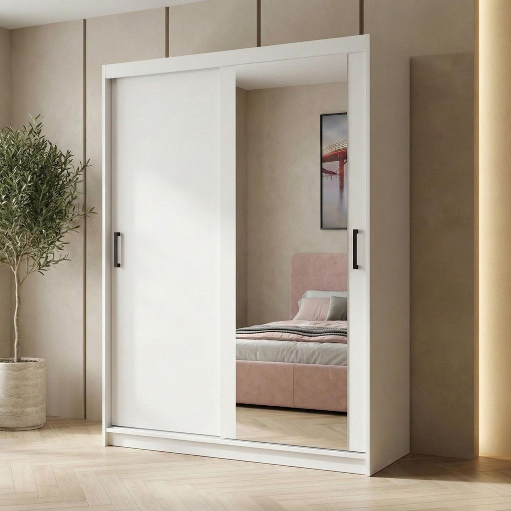 BEAUTYSOFA | Schwebetürenschrank HELA 120 cm Weiß – 2-türig Produktbild 