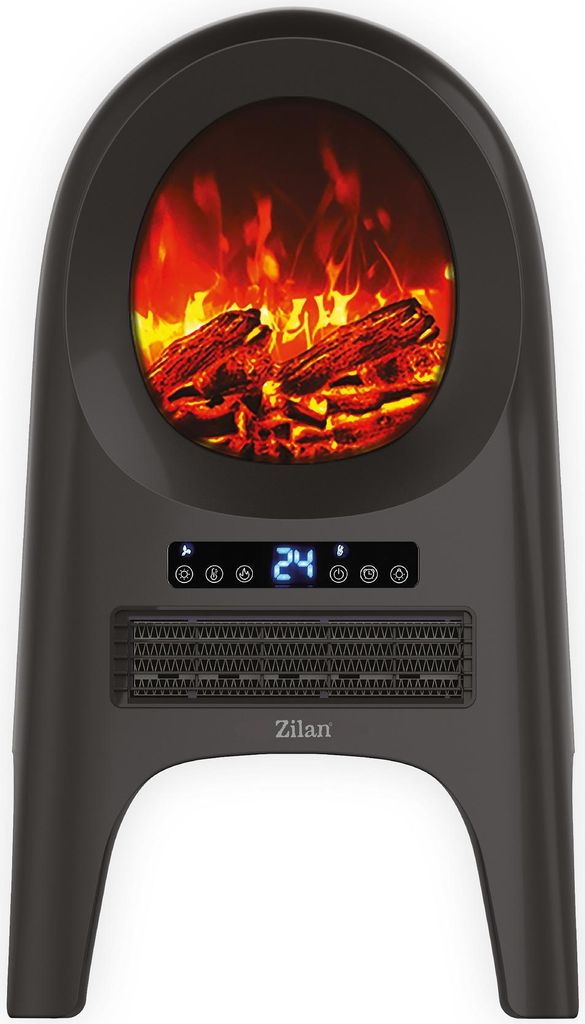 Zilan Design Keramik Heizlüfter mit 3D Kaminfeuer | 2000 Watt | Mit Fernbedienung | Animationseffekt | Heizlüfter | Schnellheizer | 8h Timer | LE...