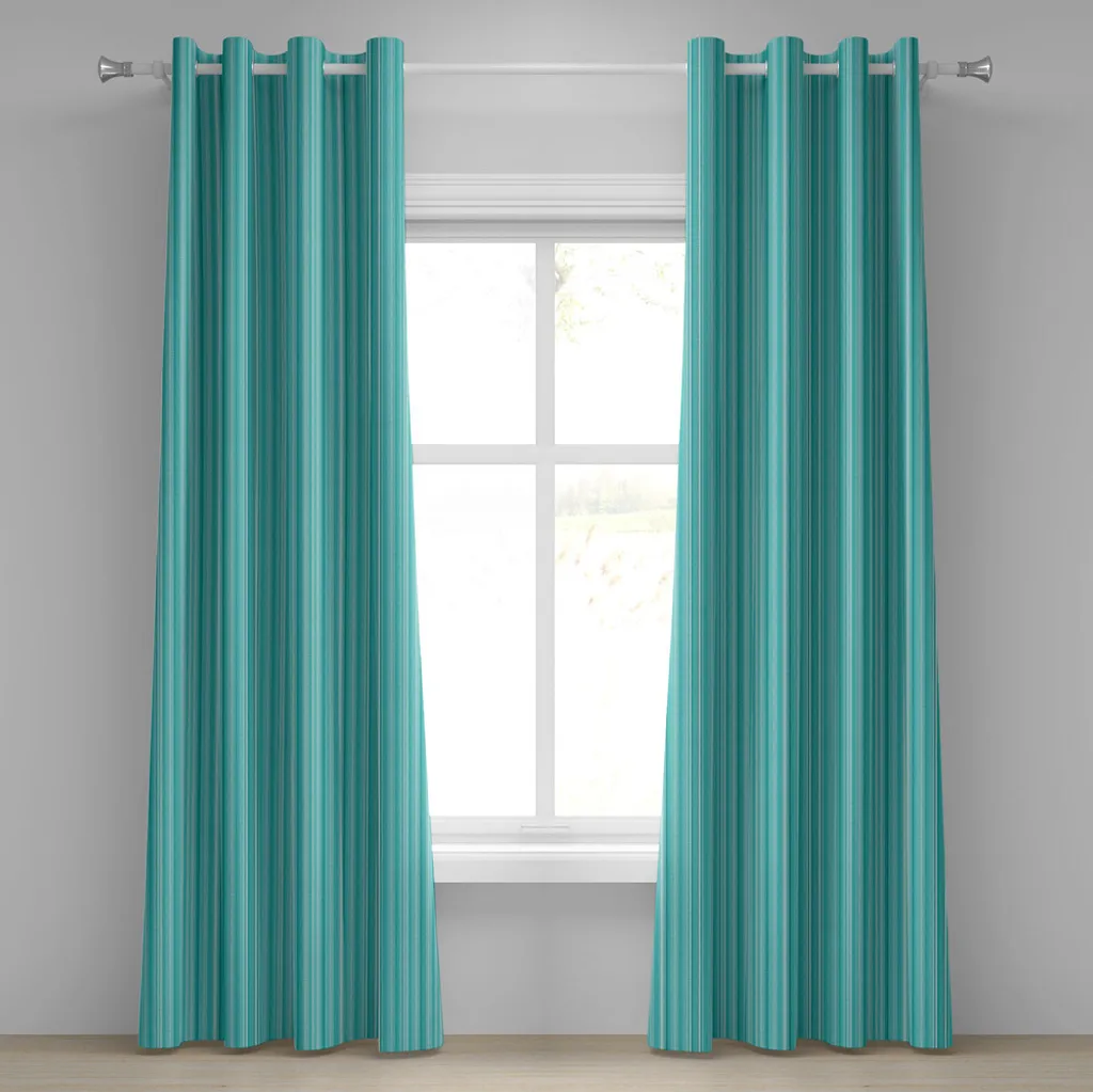 Paire de rideaux turquoise à motifs lignes de l'océan 280 x 245 cm