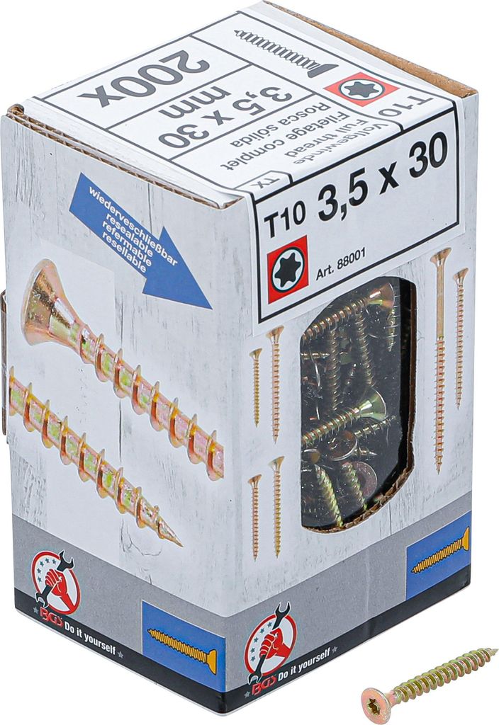 Mehrzweckschrauben | T-Profil (für Torx) T10 | 3,5 x 30 mm | 200 Stück