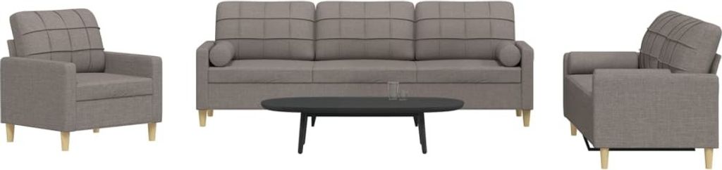 Maison Exclusive - 3-tlg. Sofagarnitur mit Dekokissen Taupe Stoff
