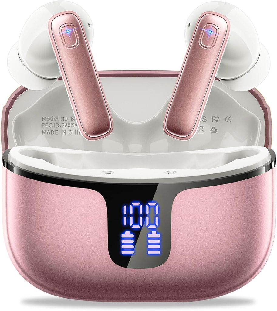 Bluetooth Kopfhörer, Kopfhörer Kabellos Bluetooth 5.3 mit HD Mic Stereo HiFi, In Ear Kopfhörer 40H Sport Kopfhörer LED Display, Kabellose Kopfh...