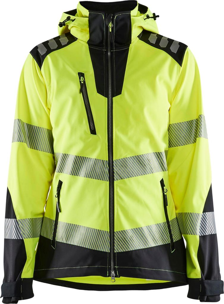 Blakläder Damen High Vis Softshell Jacke High Vis 4791 2513 in div. Farben, Farbe:high vis gelb/schwarz, Größe:S