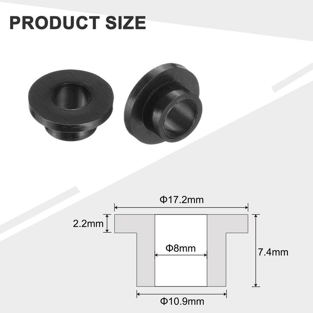 24 Stš¹ck Flanschbuchsen Kunststoffbuchsen ID 8mm x OD 10,9mm x L?nge 7,4mm Nylonbuchsen, Schwarz