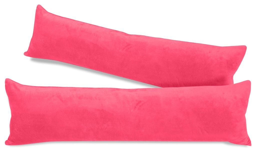 Set mit 2 Kissenbezügen aus korallenfarbenem Plüschfleece, ca. 40 x 145 cm, rosa
