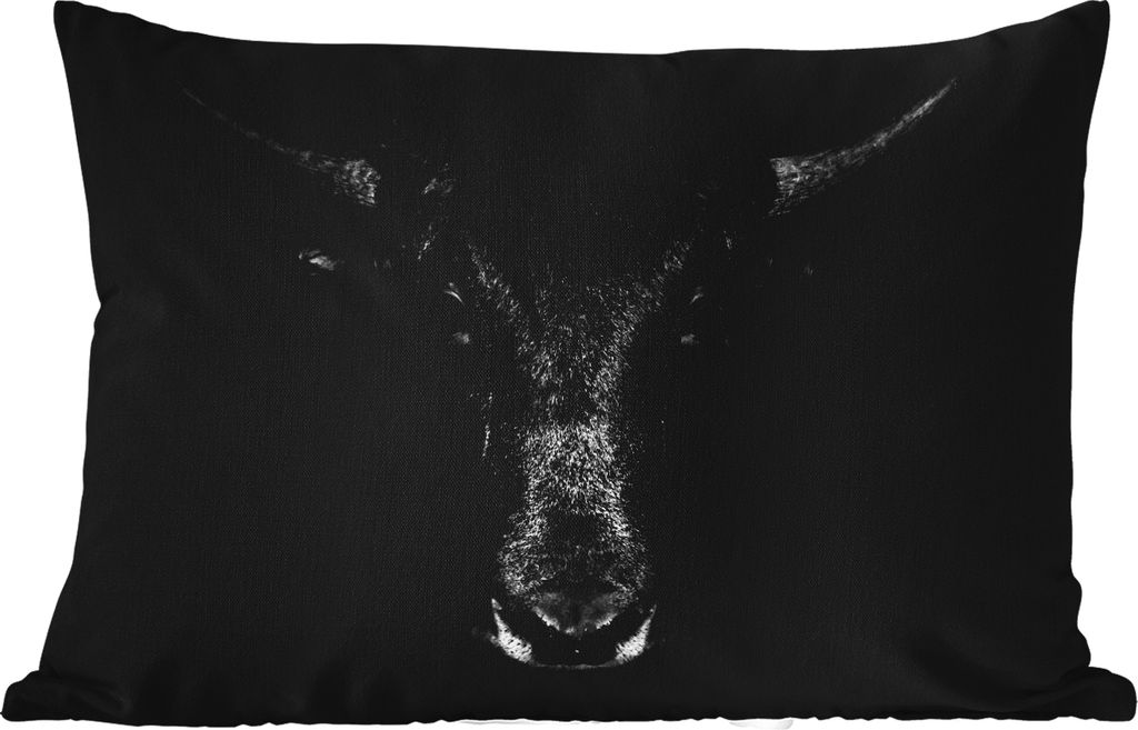MuchoWow Outdoor Kissen - Taurus - Tiere - Schwarz - Weiß - 60x40 cm - Wetterfest - Lounge Kissen - Zierkissen - Kissen für Innenräume