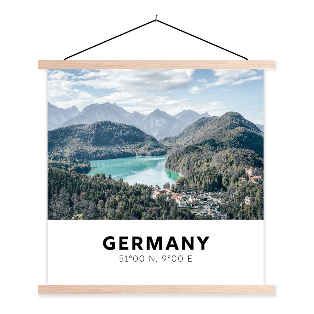 MuchoWow Textilposter Deutschland - Meer - Bergen 40x40 cm mit holzfarbenen Rahmen - Posterleiste