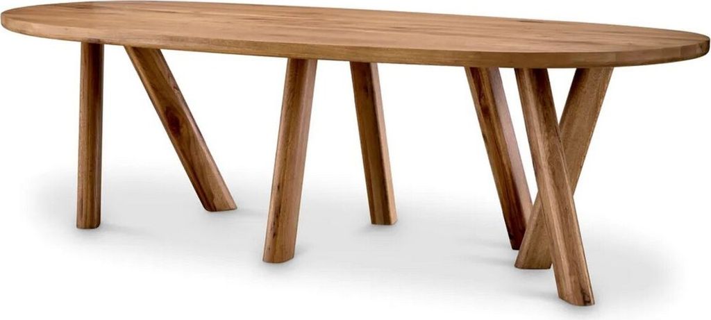 Casa Padrino Luxus Esstisch Braun 259 x 109 x H. 76,5 cm - Ovaler Küchentisch mit massiver Eichenholz Tischplatte - Esszimmer Möbel - Küchen Mö...