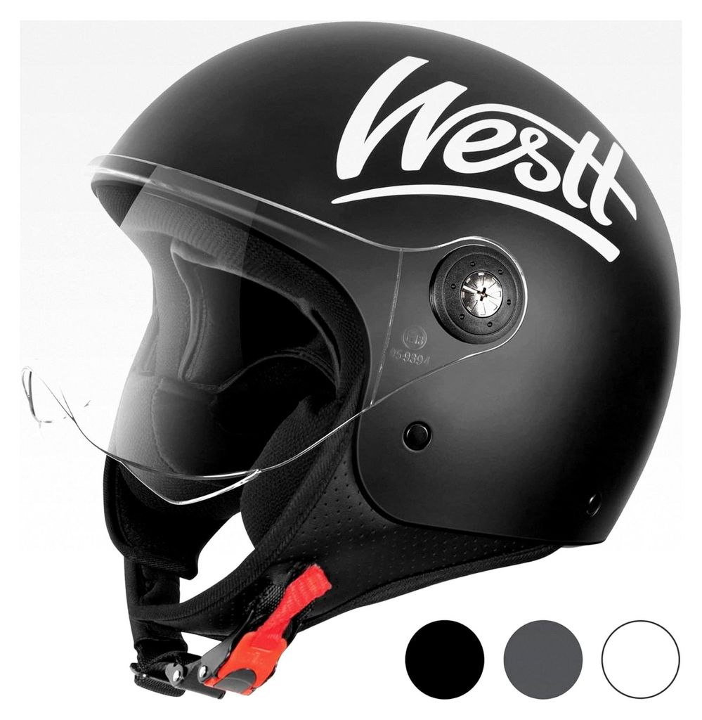 Jethelm Motorradhelm mit klarem Visier ECE 22.06 für Roller, Moped, Scooter und Mofa