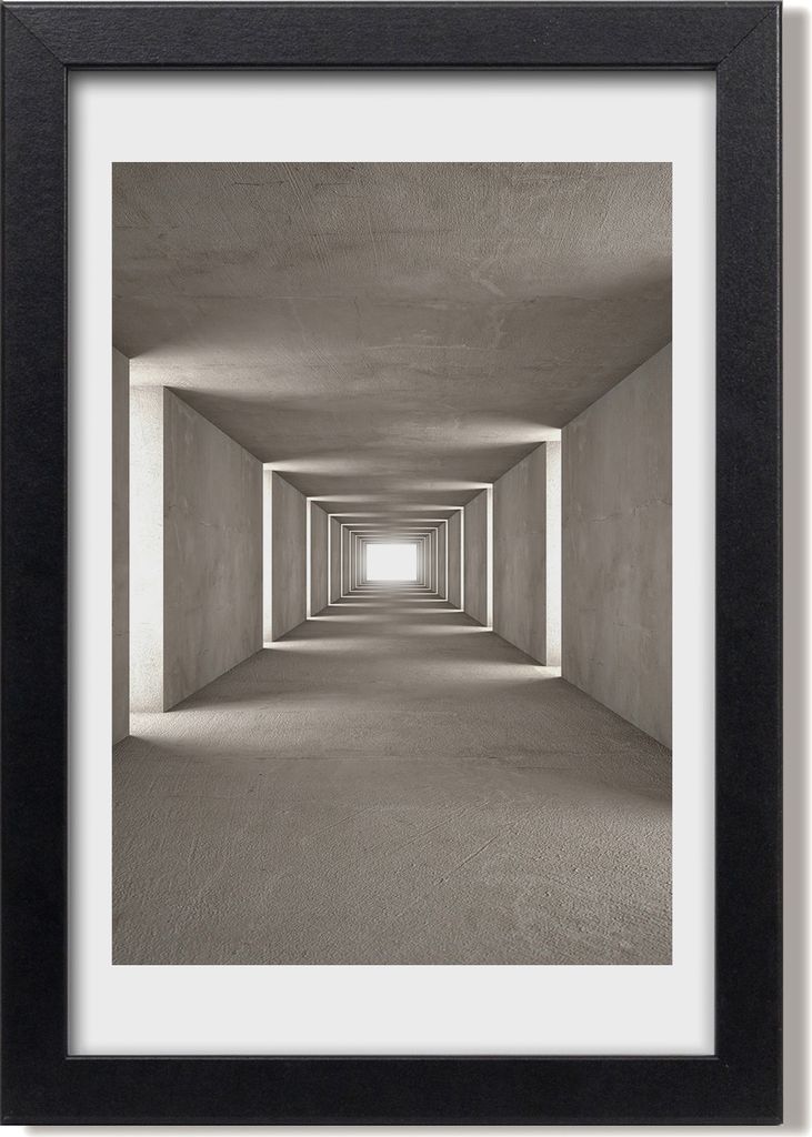 Bild 20x30 MDF-Rahmen, Wandkunst Konkreter Tunnel