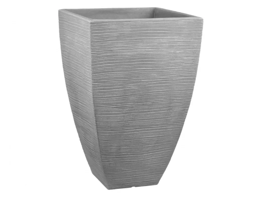 Grand cache-pot design gris foncé 40x40x60cm plastique robuste