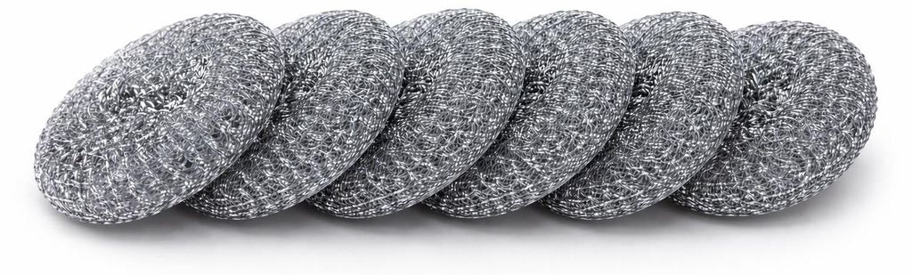 6er Set Topfkratzer Metall | Topfschwamm Rund - Ø 10,5cm | Topfreiniger 50g | Stahlschwamm | Metalltopfreiniger | Stahlwolle Scheuerschwamm | Sche...