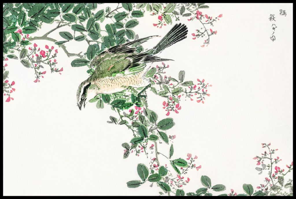 Plakat 91,5x61cm Shrike. Japanischer Vintage Kashu für das Wohnzimmer