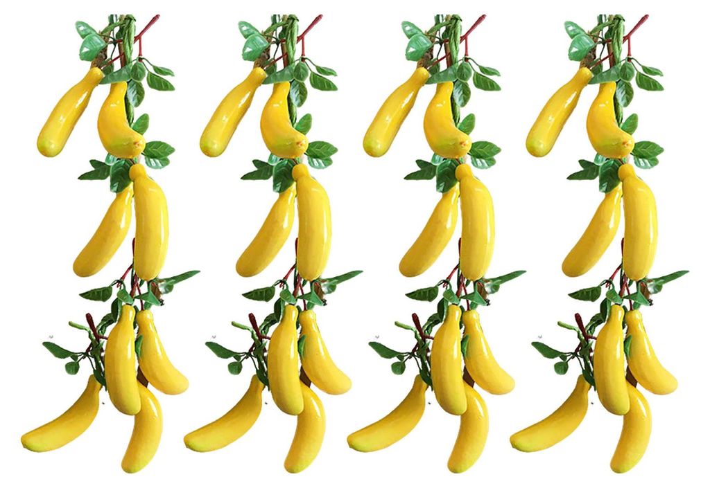 4-teilige künstliche Obst- und Gemüsegirlande zur Wanddekoration: Künstliche Bananen, Erdbeeren, Kürbisse, Tomaten, Gurken, Chilischoten – id...